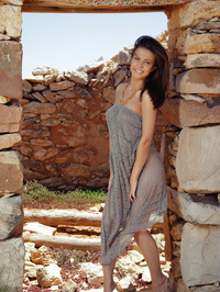 Beautiful Brunette Zelda B Strips Outdoors #00