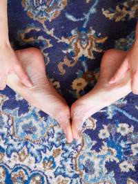 Long-thighed Ivi Ren indulges her foot fetish by licking her legs, taking off her lace panties and stockings so that her long ha #18