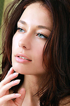 Nice Brunette Mila M In Sexy White Stockings